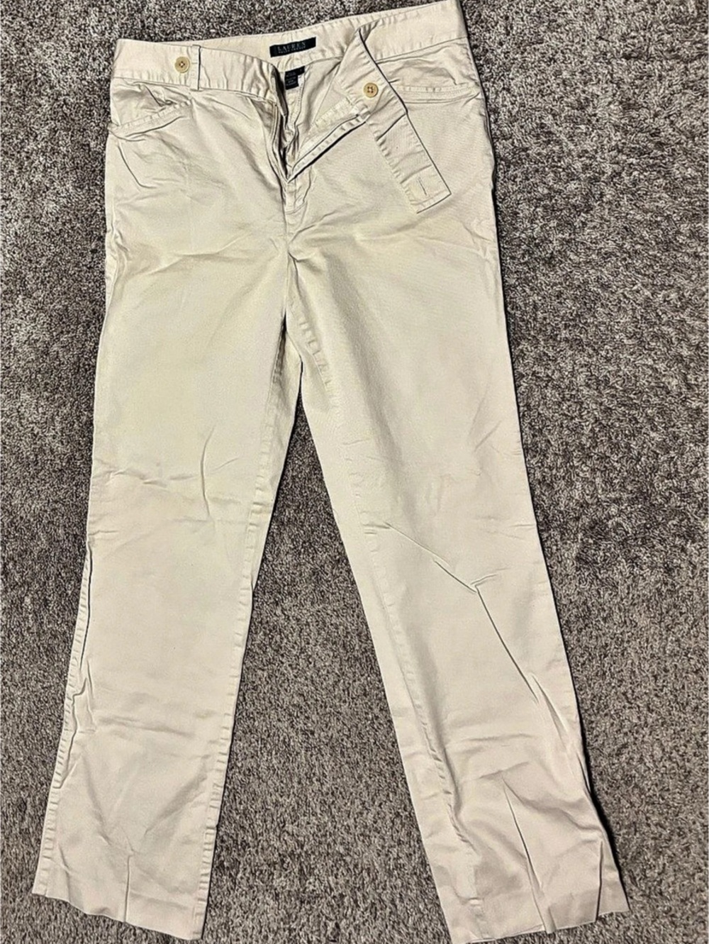 Lauren Ralph Lauren Straight Leg Cotton Pants Beige Size 8